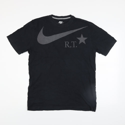 Nike Men's Black R.T. Swoosh Logo Regular Fit Cotton T-Shirt L