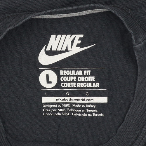 Nike Men's Black R.T. Swoosh Logo Regular Fit Cotton T-Shirt L