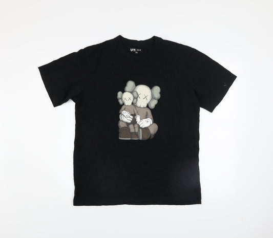 Uniqlo Men Black Graphic UT XX Cotton Crew Neck Short Sleeve T-Shirt M