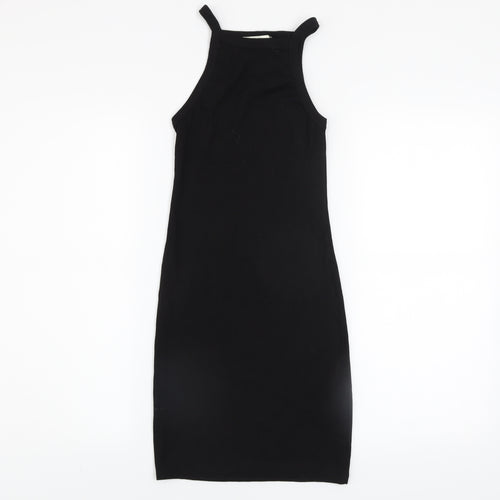 Pull & Bear Women’s Black S Bodycon Midi Halter Dress