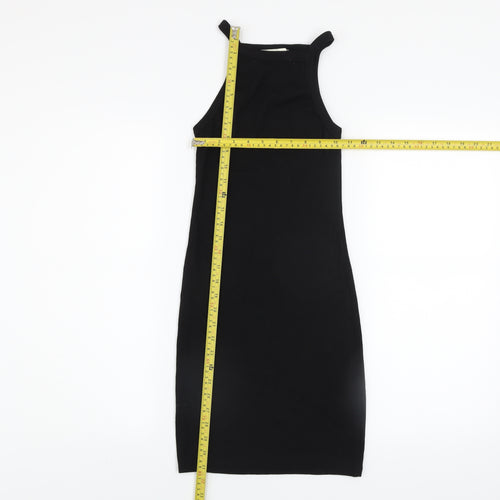 Pull & Bear Women’s Black S Bodycon Midi Halter Dress