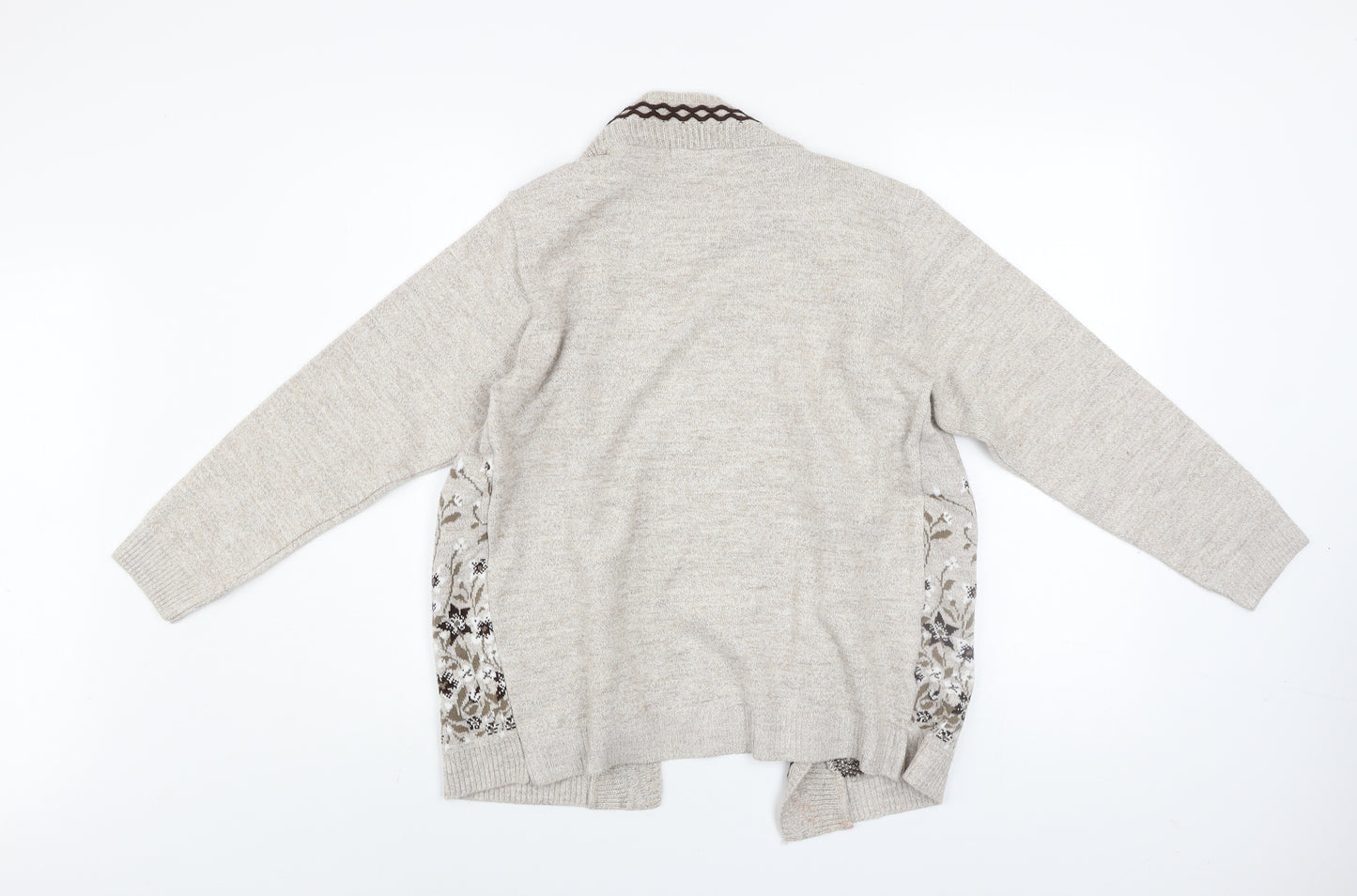 Pure & Natural Women Beige Floral Embroidered Cardigan S