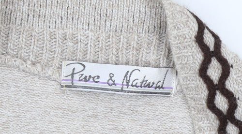 Pure & Natural Women Beige Floral Embroidered Cardigan S