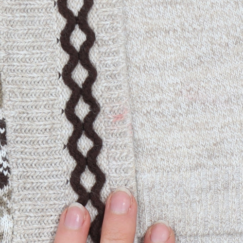 Pure & Natural Women Beige Floral Embroidered Cardigan S