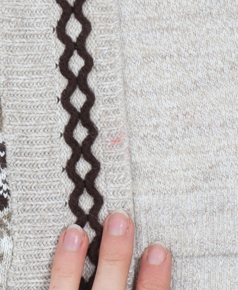 Pure & Natural Women Beige Floral Embroidered Cardigan S