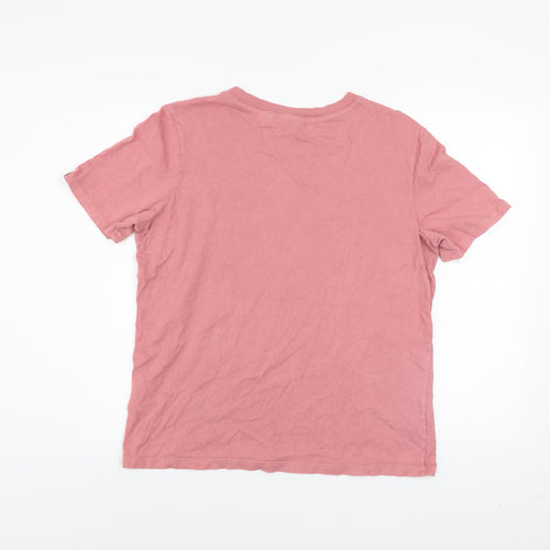 Superdry Womens Pink Graphic Logo T-Shirt UK 12 Short Sleeve Cotton