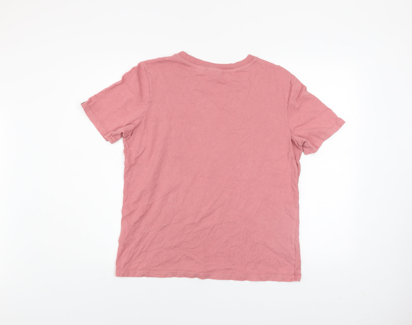 Superdry Womens Pink Graphic Logo T-Shirt UK 12 Short Sleeve Cotton