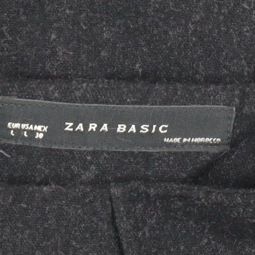 ZARA BASIC Women Black Wool Sheath Dress Size 14 Sleeveless Knee Length