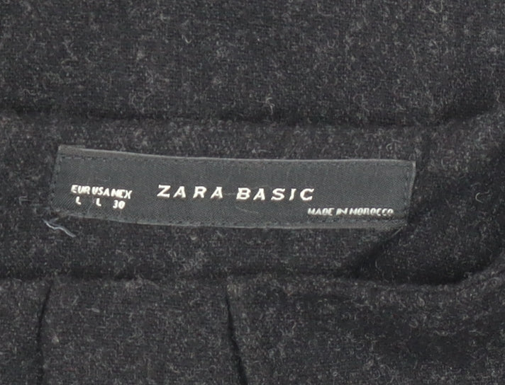 ZARA BASIC Women Black Wool Sheath Dress Size 14 Sleeveless Knee Length
