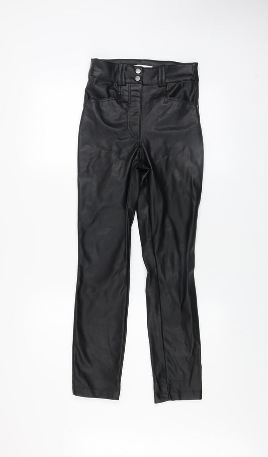 H&M Women’s Black Faux Leather High Waist Skinny Leggings Size 6