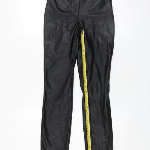 H&M Women’s Black Faux Leather High Waist Skinny Leggings Size 6