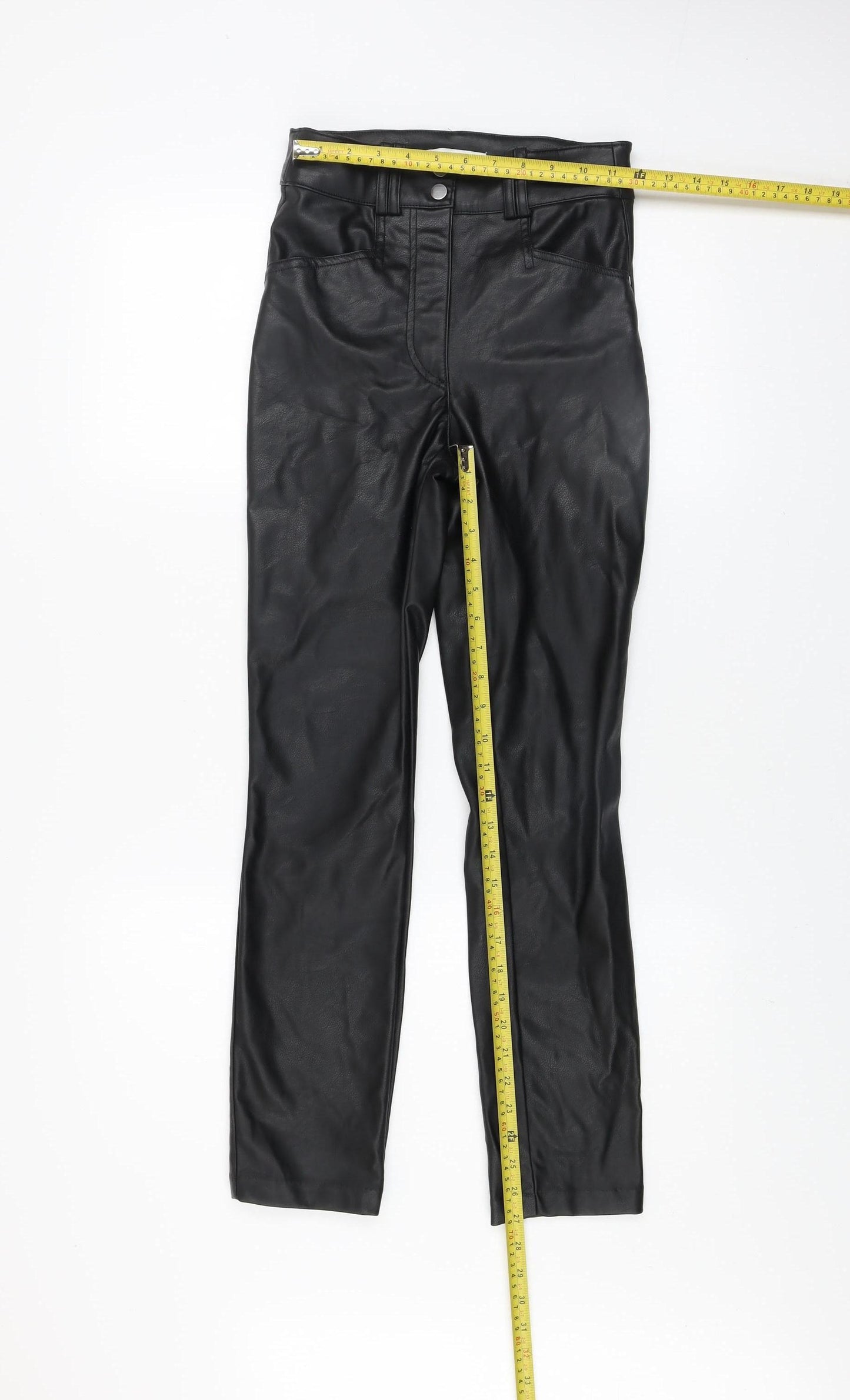 H&M Women’s Black Faux Leather High Waist Skinny Leggings Size 6