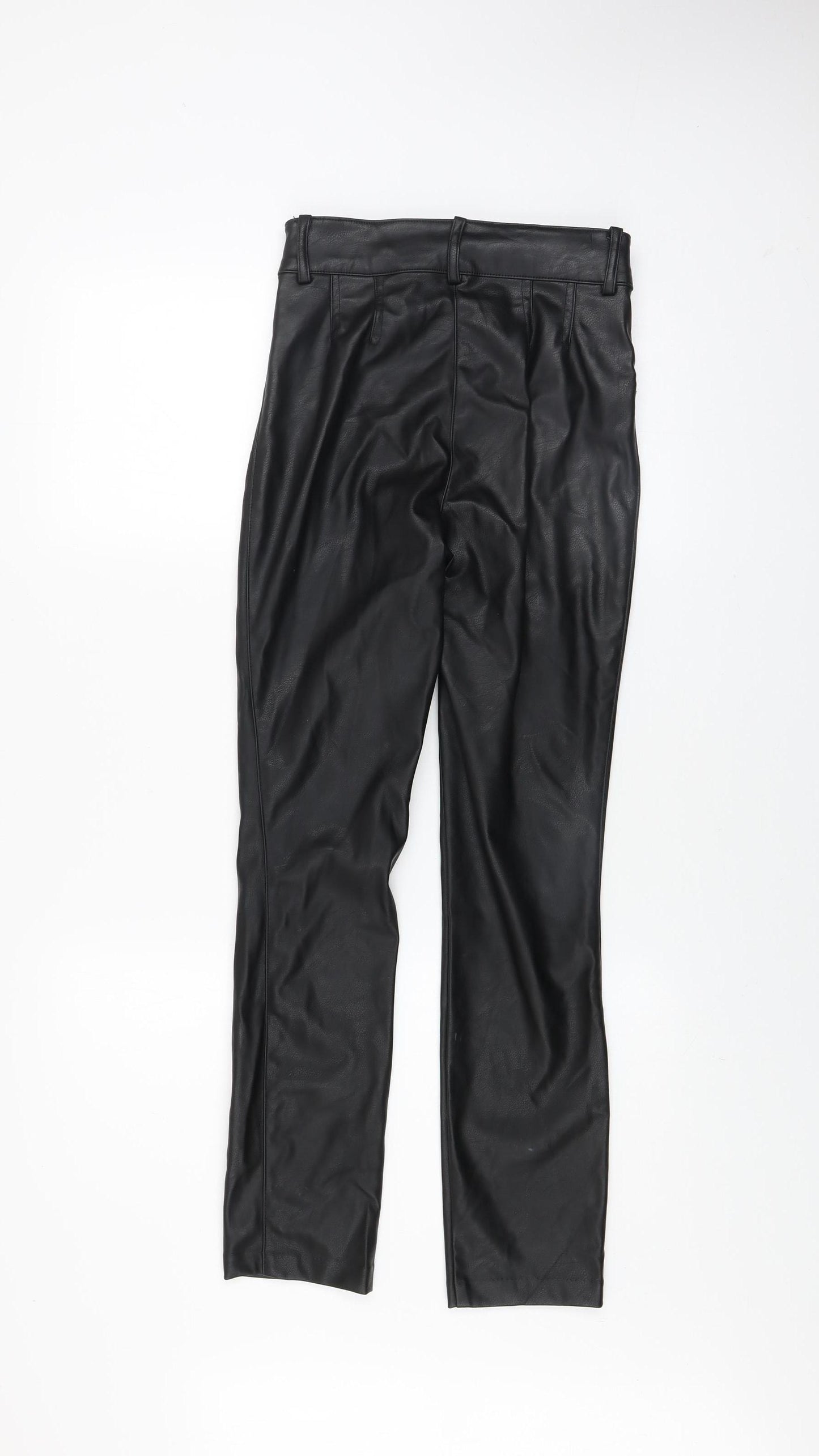 H&M Women’s Black Faux Leather High Waist Skinny Leggings Size 6