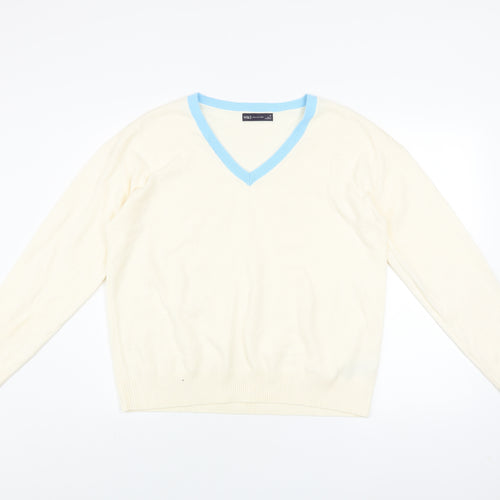 Marks and Spencer Women’s Ivory V-Neck Knit Jumper Size 16