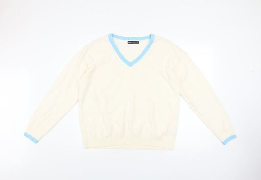 Marks and Spencer Women’s Ivory V-Neck Knit Jumper Size 16