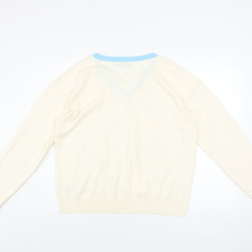 Marks and Spencer Women’s Ivory V-Neck Knit Jumper Size 16