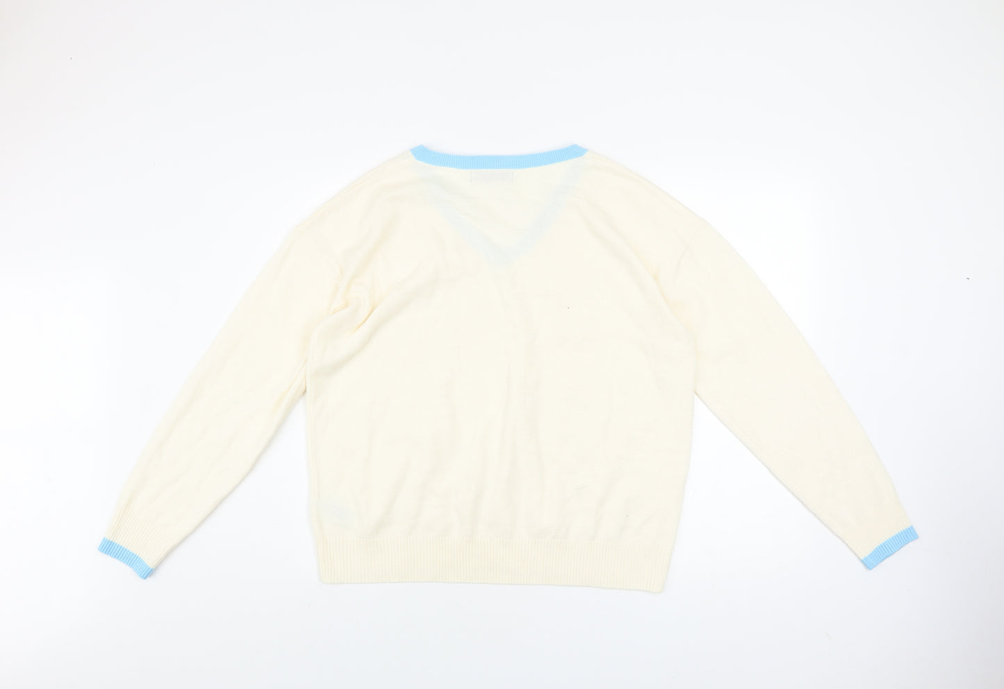 Marks and Spencer Women’s Ivory V-Neck Knit Jumper Size 16