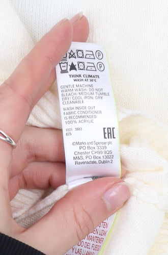 Marks and Spencer Women’s Ivory V-Neck Knit Jumper Size 16