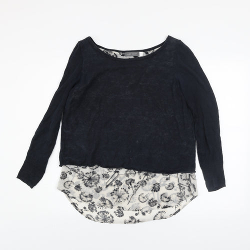 Mint Velvet Women Blue Size 10 Floral Layered Long Sleeve Jumper