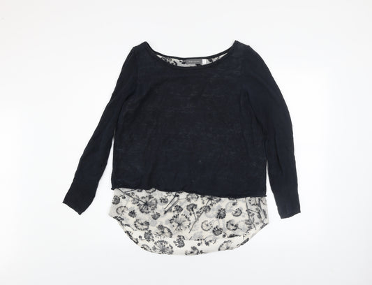 Mint Velvet Women Blue Size 10 Floral Layered Long Sleeve Jumper