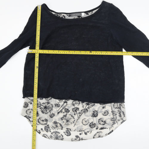 Mint Velvet Women Blue Size 10 Floral Layered Long Sleeve Jumper