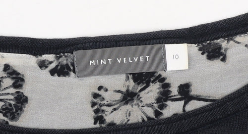 Mint Velvet Women Blue Size 10 Floral Layered Long Sleeve Jumper