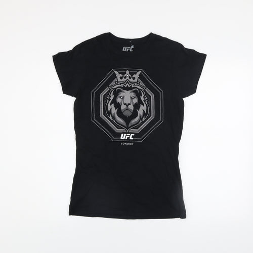 UFC Men's Black Lion Logo London Short Sleeve Cotton T-Shirt - M