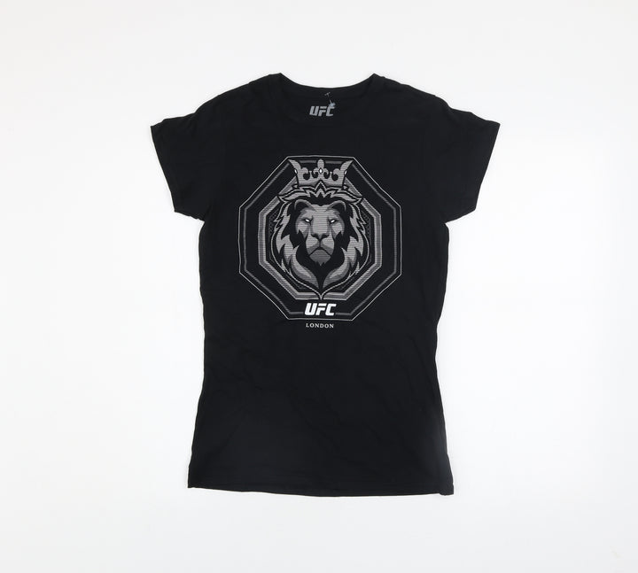UFC Men's Black Lion Logo London Short Sleeve Cotton T-Shirt - M