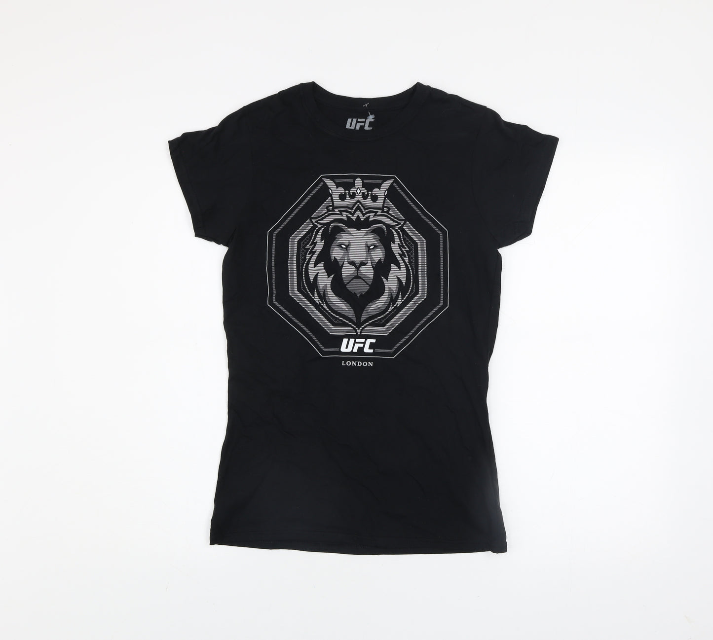 UFC Men's Black Lion Logo London Short Sleeve Cotton T-Shirt - M