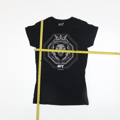 UFC Men's Black Lion Logo London Short Sleeve Cotton T-Shirt - M