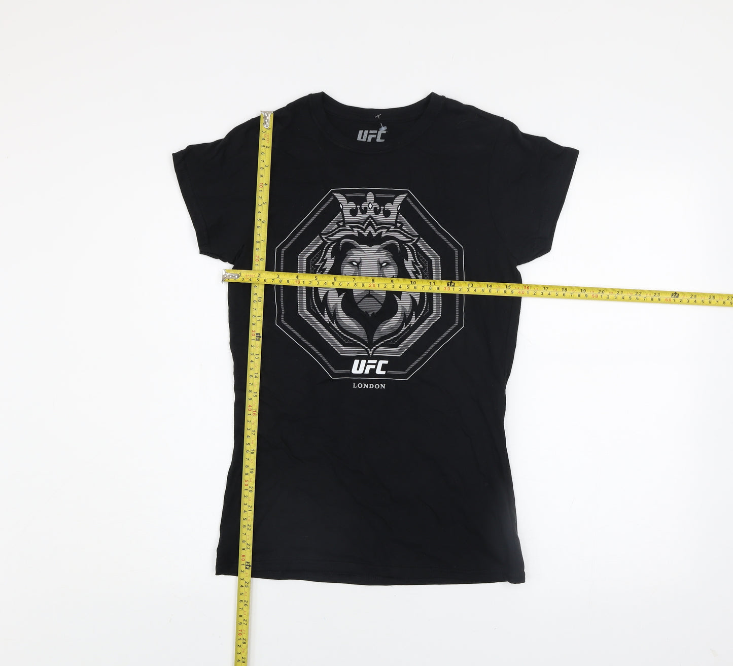 UFC Men's Black Lion Logo London Short Sleeve Cotton T-Shirt - M