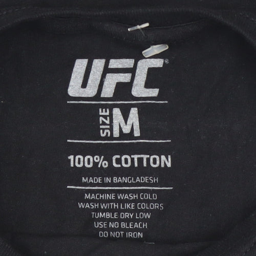 UFC Men's Black Lion Logo London Short Sleeve Cotton T-Shirt - M