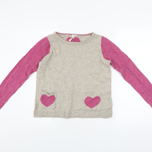 White Stuff Women’s Beige Pink Heart Pullover Jumper Size 6