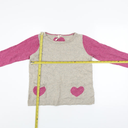 White Stuff Women’s Beige Pink Heart Pullover Jumper Size 6