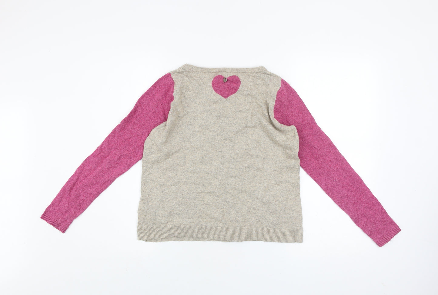 White Stuff Women’s Beige Pink Heart Pullover Jumper Size 6