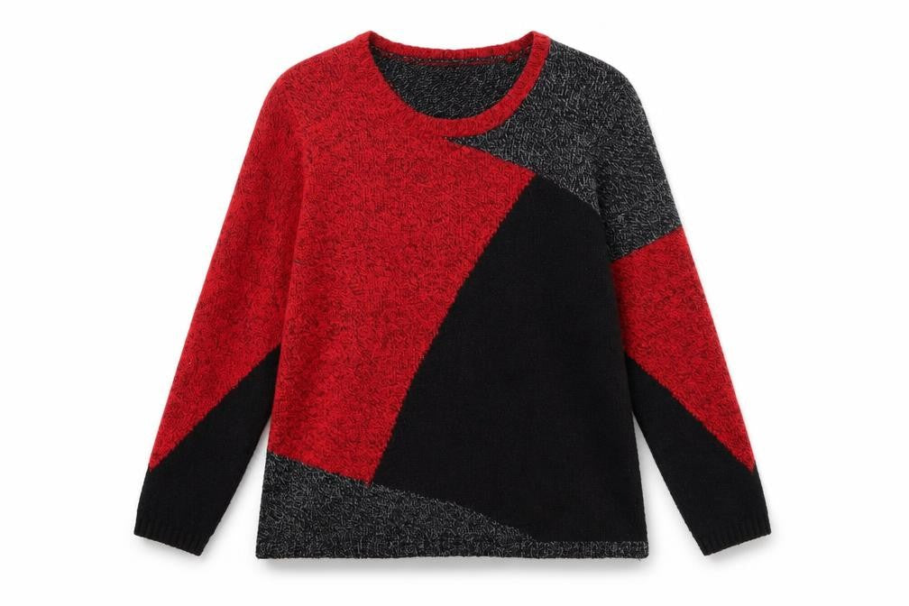 Karen Scott Womens Red Black Geometric Knit Jumper Size L