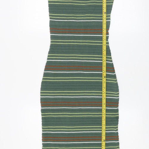 Next Women’s Green Striped Bodycon Midi Dress Size 6