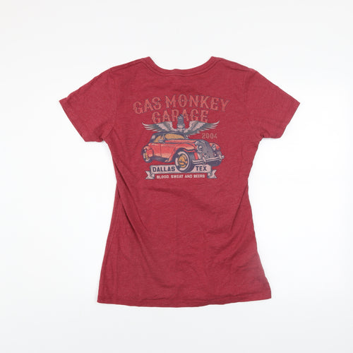 Gas Monkey Garage Women's Red Cotton Blend T-Shirt Size L