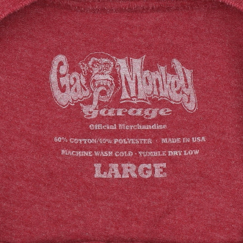 Gas Monkey Garage Women's Red Cotton Blend T-Shirt Size L