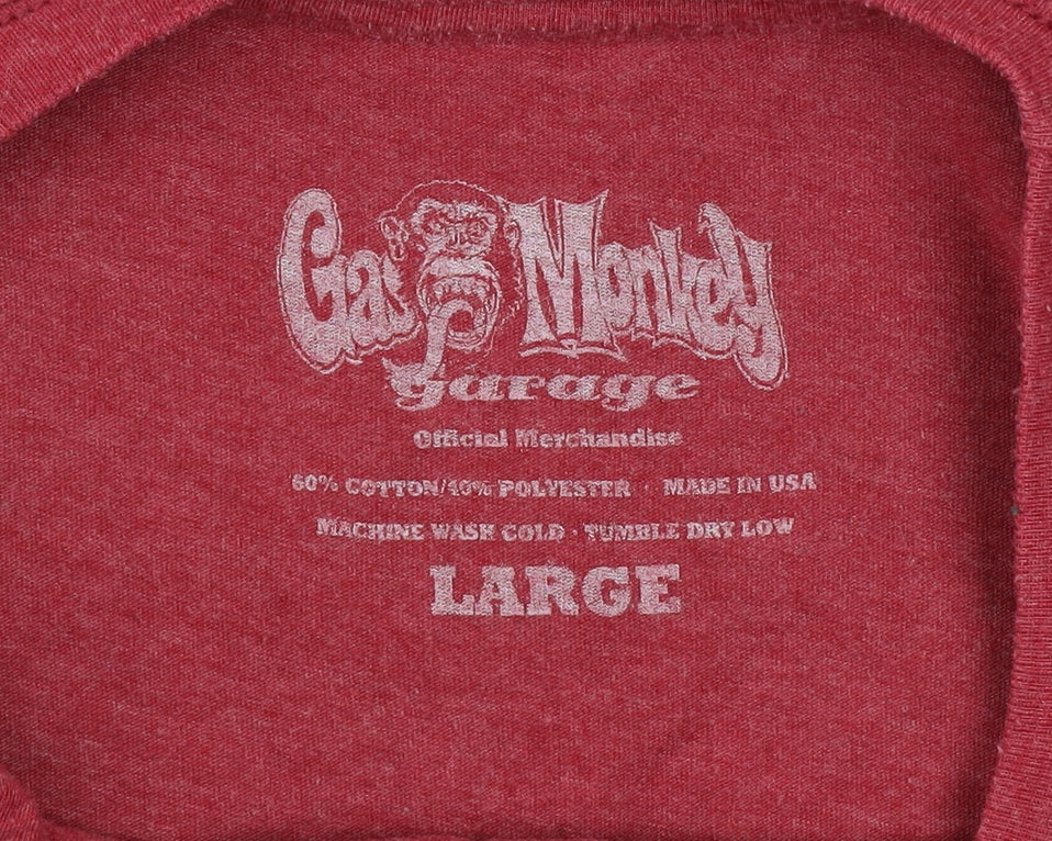 Gas Monkey Garage Women's Red Cotton Blend T-Shirt Size L