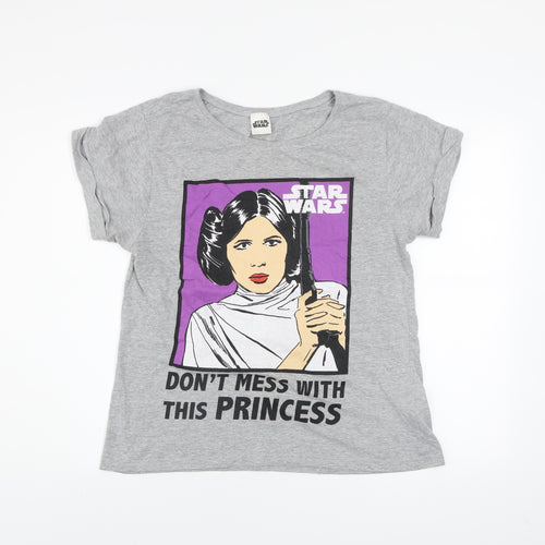 Star Wars Women Grey Princess Leia Graphic T-Shirt Medium