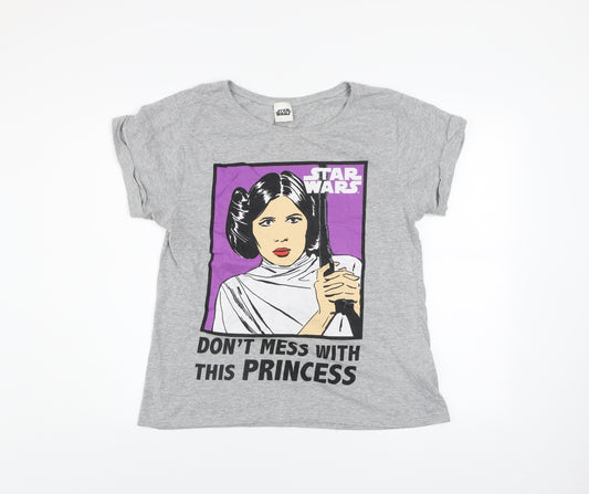 Star Wars Women Grey Princess Leia Graphic T-Shirt Medium