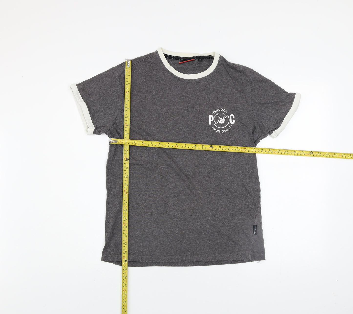 Pierre Cardin Men's Grey Crew Neck Short Sleeve T-Shirt M