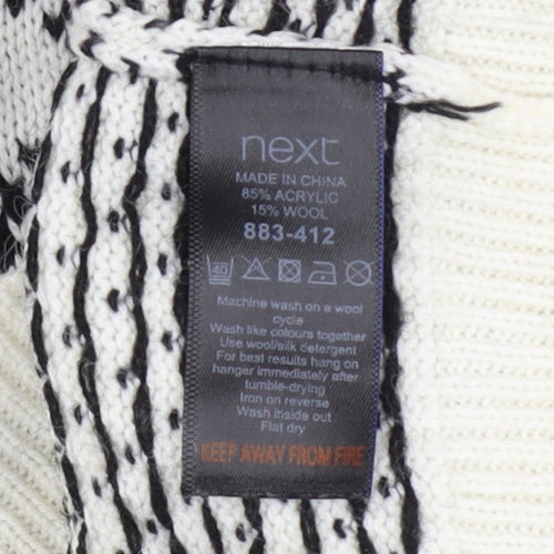 Next Men's White Fair Isle Reindeer Jumper L Winter Knitwear