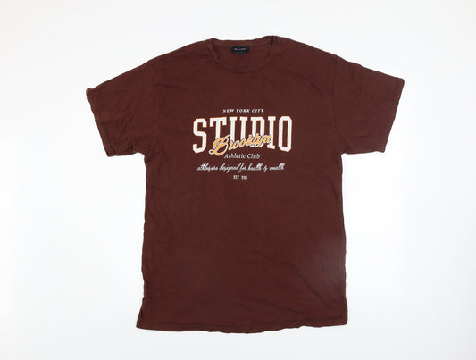 New Look Women's Brown Crew Neck Graphic T-Shirt Size 12