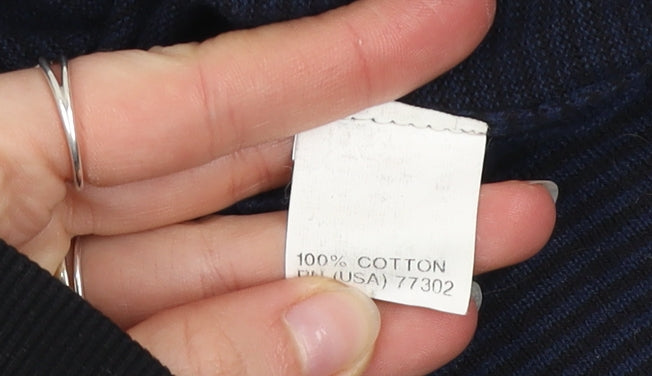 Zara Man Blue Striped Cotton V-Neck Jumper XL Regular Fit