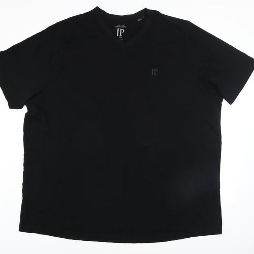 JP 1880 Men's Black 6XL Cotton V-Neck Short Sleeve T-Shirt