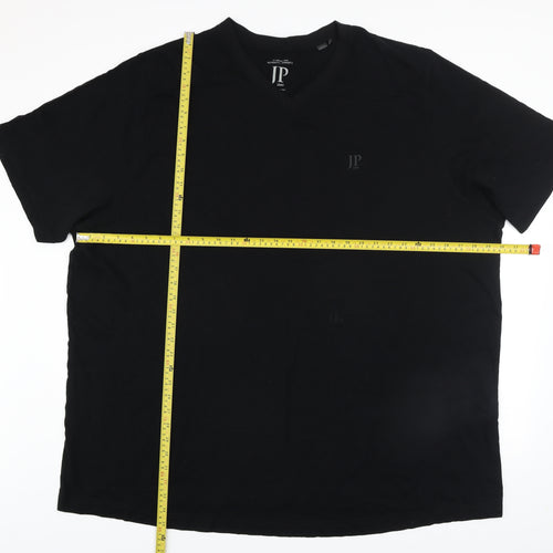 JP 1880 Men's Black 6XL Cotton V-Neck Short Sleeve T-Shirt