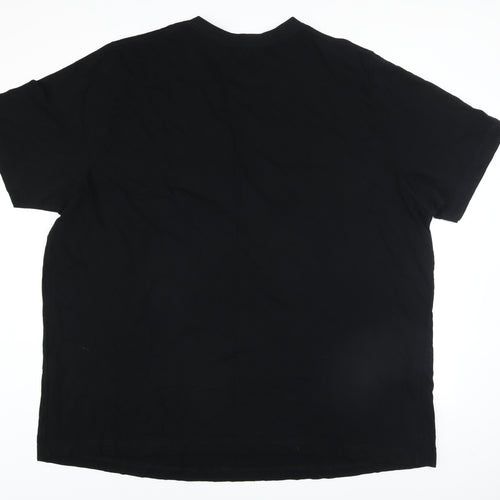 JP 1880 Men's Black 6XL Cotton V-Neck Short Sleeve T-Shirt