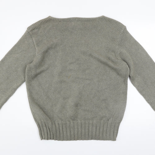 Polo Ralph Lauren Men's Grey Cotton Jumper L Logo Knit Pullover